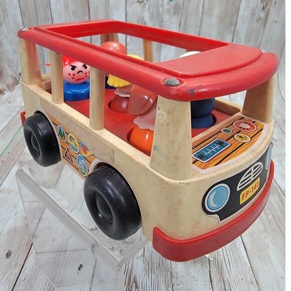 Fisher Price Little People Mini Bus & 5 Little People Vintage - Picture 1 of 7